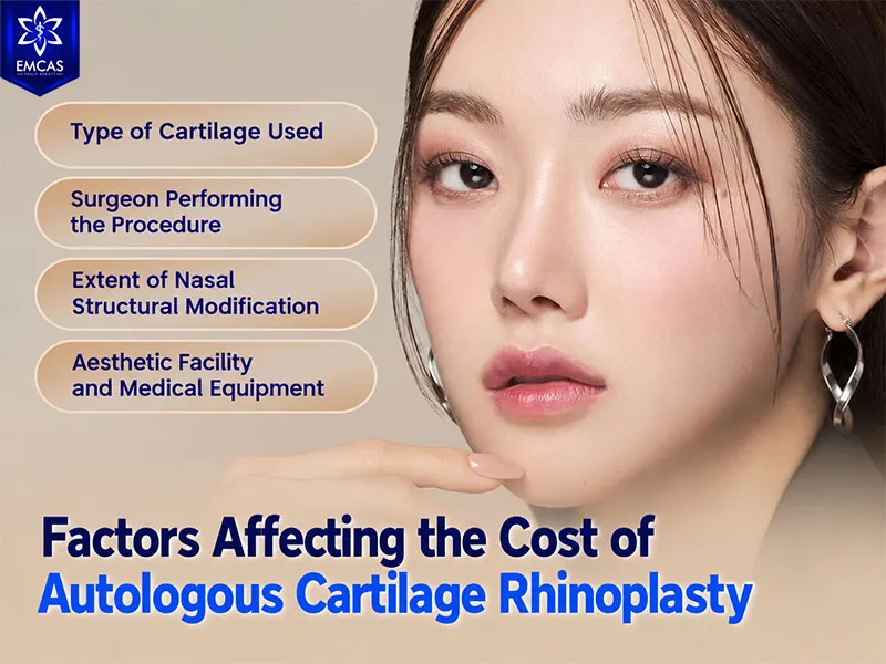 Autologous cartilage rhinoplasty cost depends on the cartilage type, surgical complexity, medical team, and facility