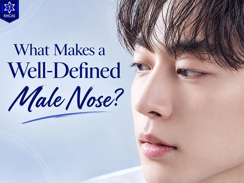 Example of a masculine nose shape with a defined bridge and balanced facial proportions