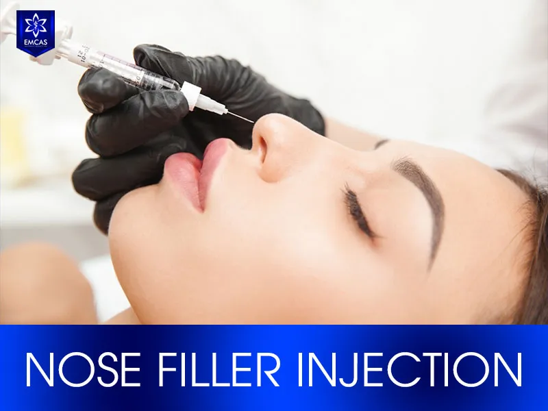 Nose filler treatment uses dermal filler to refine the contour of the nasal bridge or tip