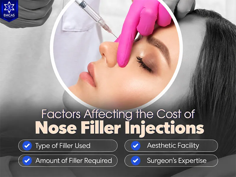 Nose filler cost depends on filler type, filler volume, medical facility, and doctor expertise