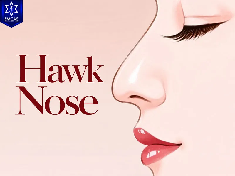 Hawk nose with a high long bridge and downward-curving nasal tip