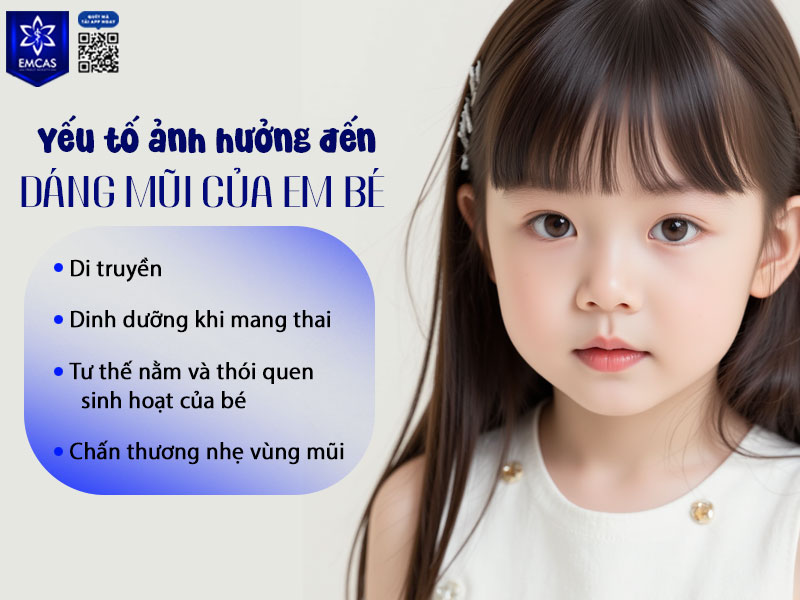 Hình dáng mũi của trẻ chịu ảnh hưởng bởi nhiều yếu tố khác nhau, kết hợp giữa yếu tố di truyền và sự phát triển thể chất