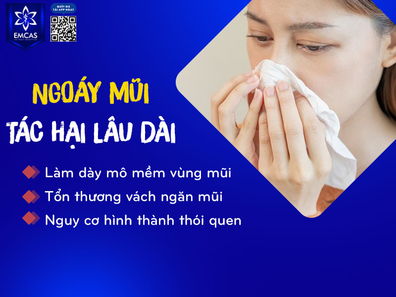Các phản ứng viêm mạn tính kéo dài khiến mô quanh mũi trở nên dày, cứng. Trường hợp nặng có thể gây biến dạng nhẹ phần cánh mũi hoặc sống mũi dưới da.