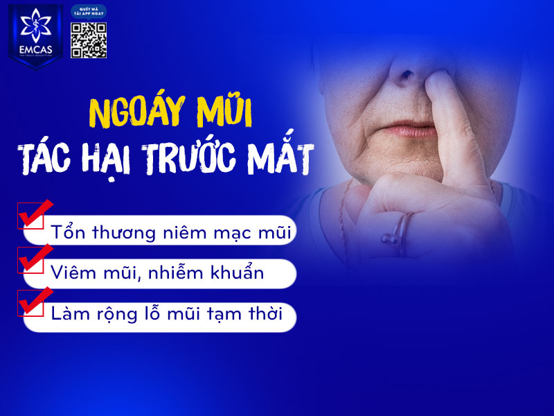 Niêm mạc mũi rất mỏng, chứa nhiều mạch máu. Khi ngoáy mạnh hoặc dùng vật sắc nhọn, bạn dễ gây trầy xước, rách niêm mạc, dẫn đến chảy máu cam và đau rát.