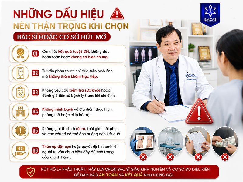 Khách hàng nên thận trọng nếu bác sĩ hoặc cơ sở quảng cáo kết quả tuyệt đối, tư vấn phẫu thuật khi chưa kiểm tra sức khỏe