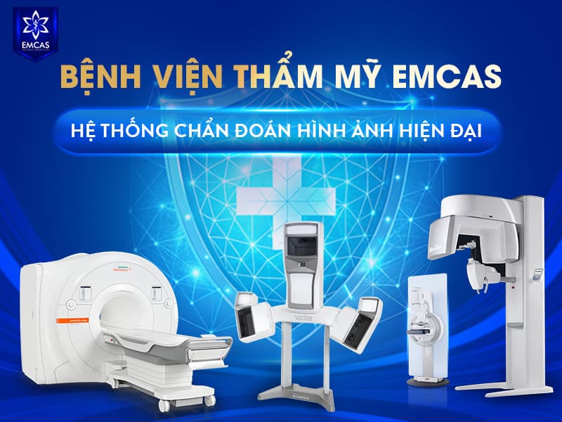 EMCAS trang bị các hệ thống hỗ trợ chẩn đoán như MRI 3.0 Tesla, CT Somatom go.Top 128, CT Conebeam và VECTRA 3D nhằm hỗ trợ đánh giá và lập kế hoạch điều trị.