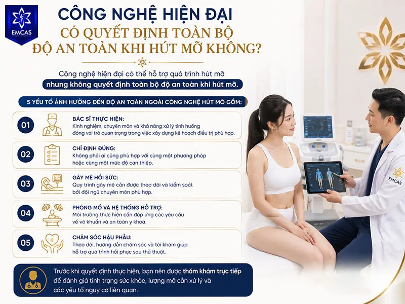 Công nghệ hiện đại có thể hỗ trợ quá trình hút mỡ nhưng không quyết định toàn bộ độ an toàn khi hút mỡ.