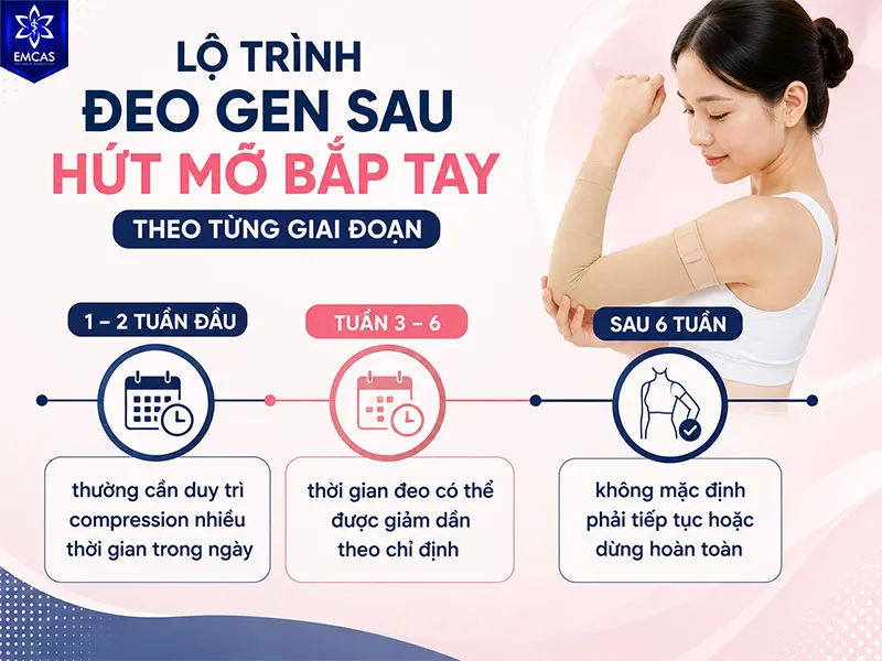 Lộ trình đeo gen sau hút mỡ thường bắt đầu với thời gian đeo nhiều trong những tuần đầu sau phẫu thuật