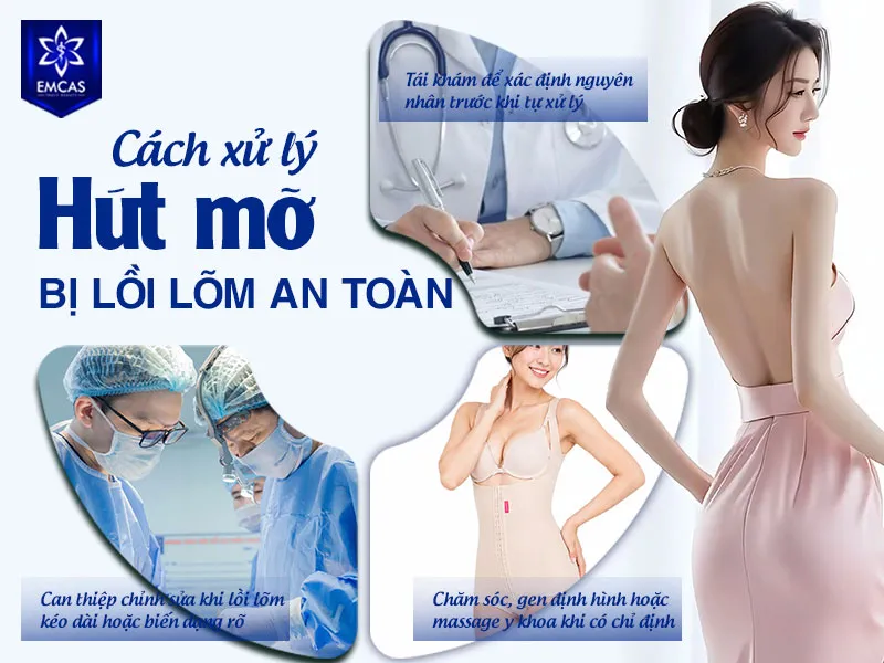 Cách xử lý hút mỡ bị lồi lõm an toàn là tái khám để xác định nguyên nhân trước, sau đó bác sĩ mới quyết định theo dõi, chăm sóc hỗ trợ
