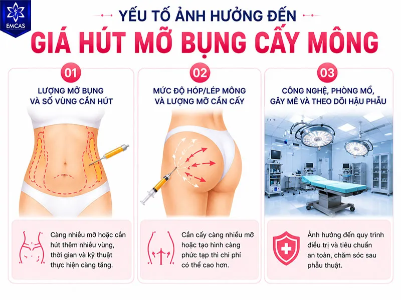 Chi phí hút mỡ bụng cấy mông không có một mức cố định