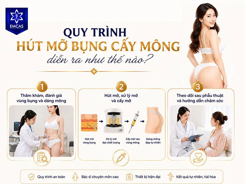 Quy trình hút mỡ bụng cấy mông thường bắt đầu bằng thăm khám và thiết kế vóc dáng