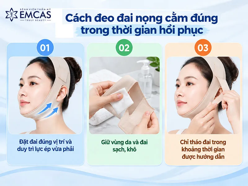 Đặt đai đúng vị trí được hướng dẫn, giữ lực ép vừa phải và kiểm tra da thường xuyên trong giai đoạn hồi phục