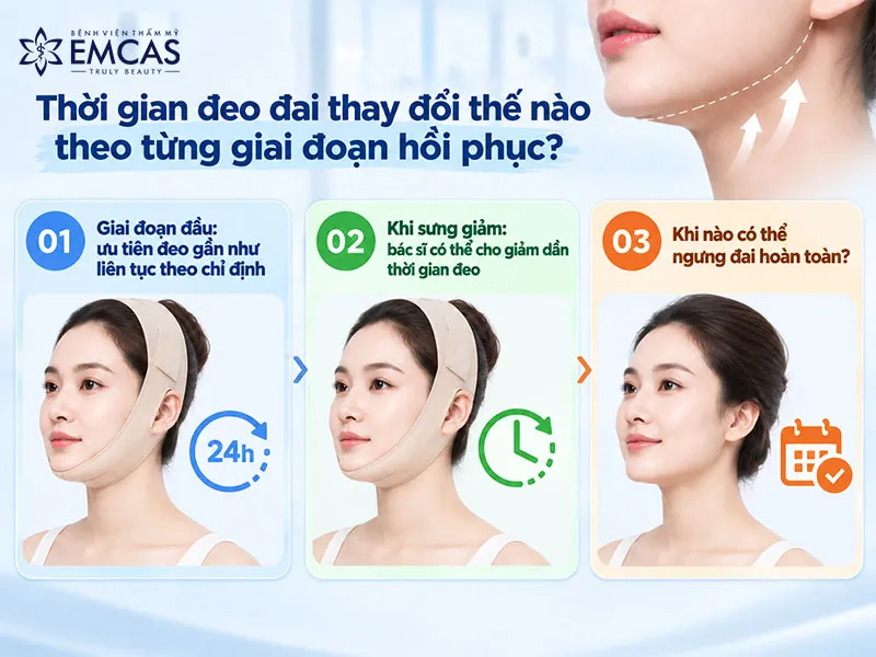 Thời gian đeo đai thường cần duy trì nhiều giờ hơn ở giai đoạn đầu