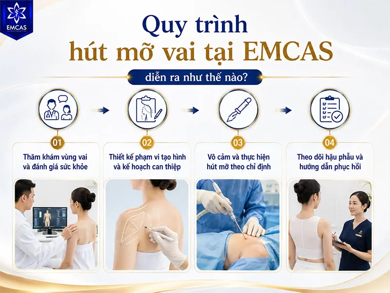 Quy trình hút mỡ vai bắt đầu bằng việc bác sĩ thăm khám vùng vai và đánh giá sức khỏe