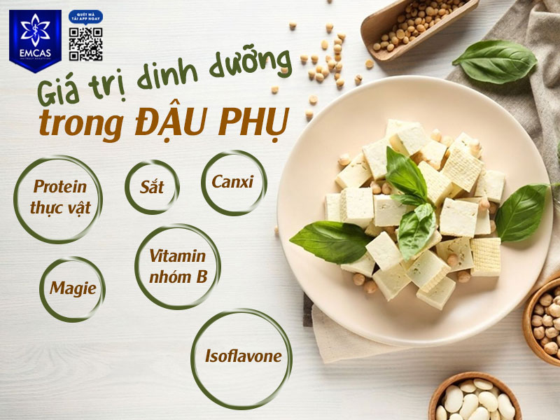 Thành phần chính của đậu phụ được làm từ đậu nành, giàu protein thực vật, canxi, sắt, magie cùng nhiều vitamin nhóm B cần thiết cho cơ thể.