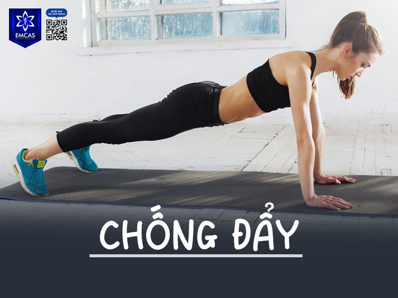Chống đẩy là bài tập giúp phát triển toàn bộ cơ ngực, tăng độ nâng đỡ bầu ngực.