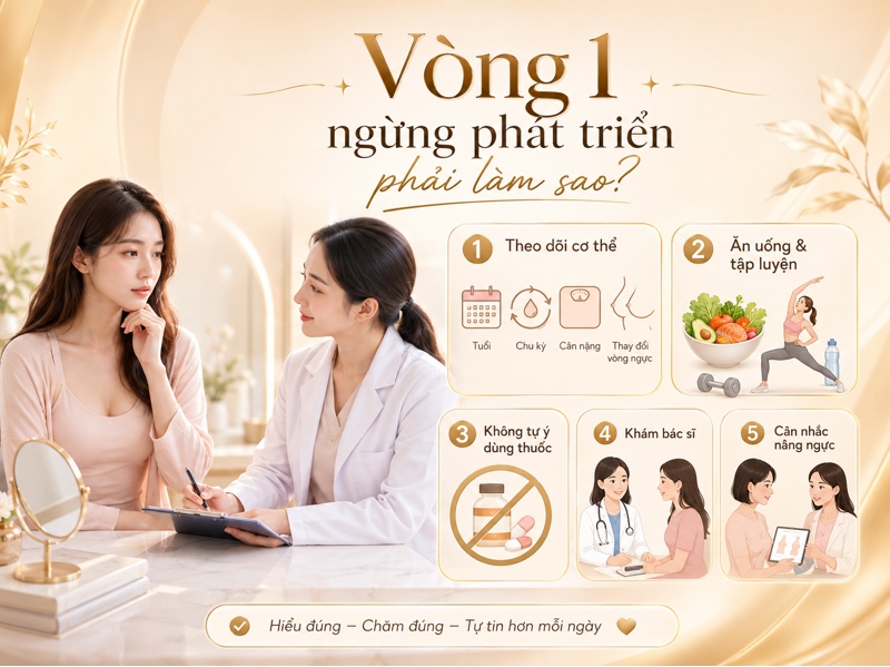 Bạn có thể tham khảo các giải pháp thẩm mỹ vòng 1 tại cơ sở y tế chuyên khoa khi vòng 1 ngừng phát triển