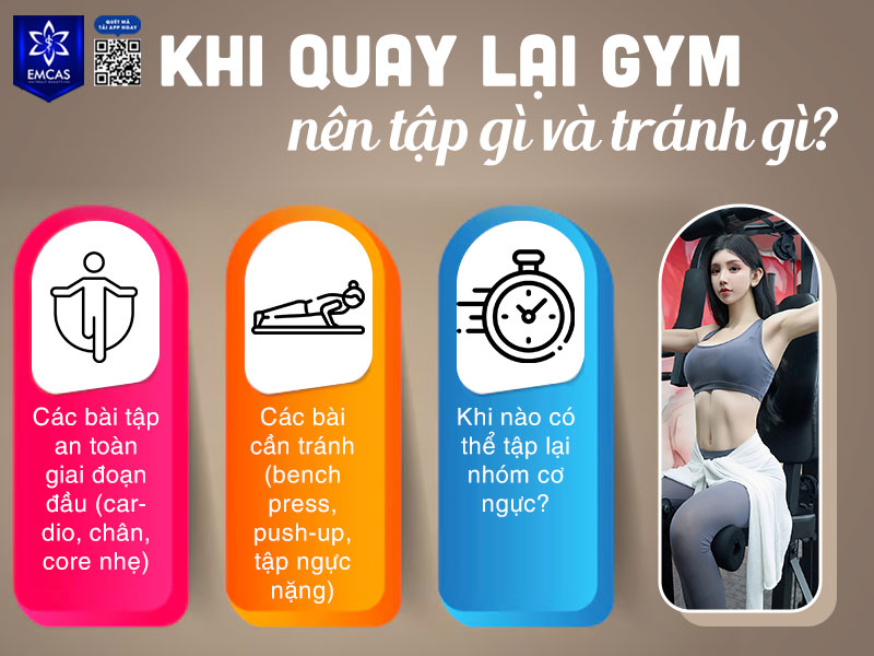 Sau khi đã hồi phục và có thể quay lại tập luyện, việc lựa chọn bài tập an toàn cho giai đoạn đầu hay các bài tập cần tránh và thời gian để tập cho nhóm cơ ngực là yếu tố quan trọng để đảm bảo duy trì kết quả thẩm mỹ lâu dài.