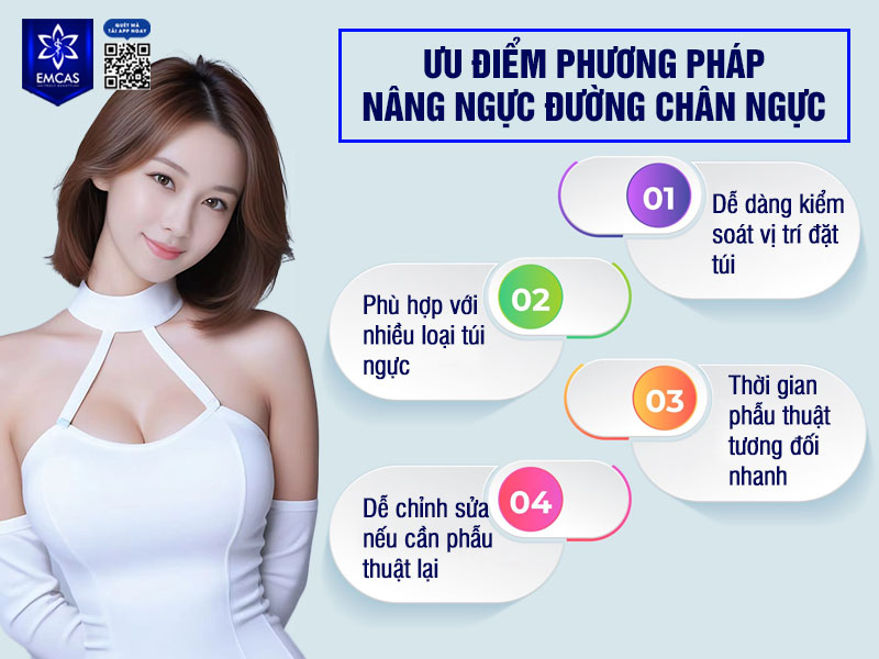 Thông qua đường mổ dưới chân ngực, bác sĩ dễ dàng quan sát và kiểm soát quá trình bóc tách khoang chính xác hơn, từ đó đặt túi ngực đúng vị trí và hạn chế tình trạng lệch túi.
