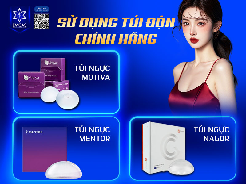 Bệnh Viện Thẩm Mỹ EMCAS là chỉ sử dụng túi ngực chính hãng, có nguồn gốc rõ ràng từ các thương hiệu uy tín như Mentor, Motiva, Nagor…