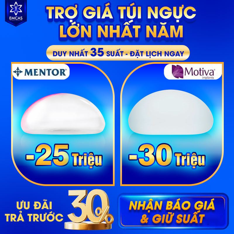 Hỗ trợ trả trước 30% khi nâng ngực tại EMCAS