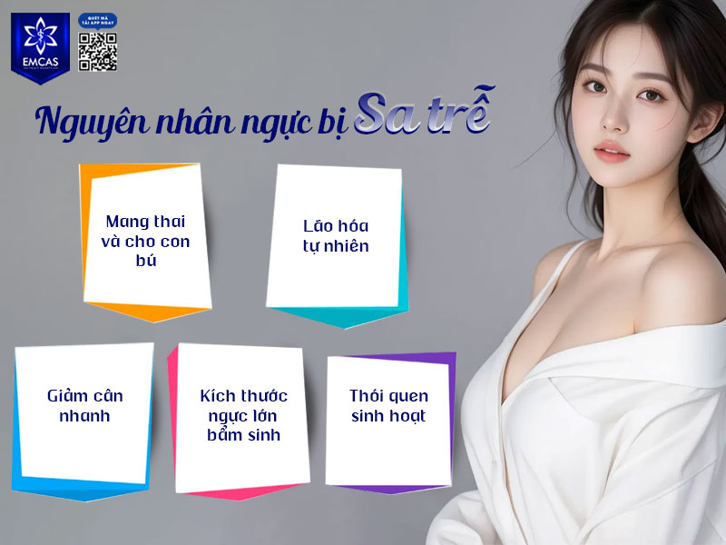 Có nhiều nguyên nhân ngực bị sa trễ khác nhau như lão hóa, mang thai và cho con bú, giảm cân nhanh hoặc do cơ địa.
