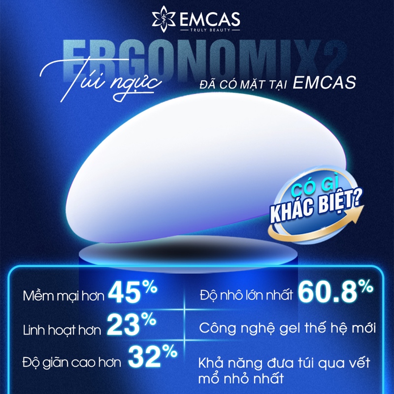 Túi ngực Ergonomix 2 được đánh giá là dòng túi phù hợp với nhiều đối tượng nhờ khả năng tạo dáng ngực mềm mại, tự nhiên và độ an toàn cao