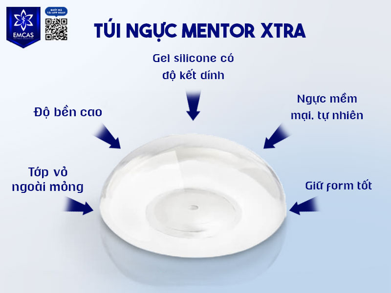 Túi ngực Mentor Xtra là một trong những dòng túi cao cấp của thương hiệu Mentor, được thiết kế lớp vỏ bên ngoài mỏng nhưng có độ bền cao.